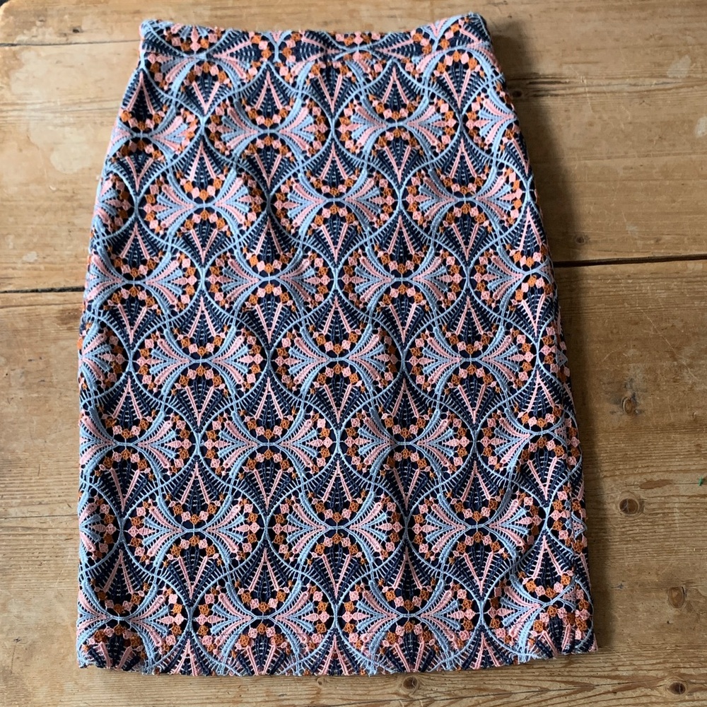 Anthropologie Moulinette Soeurs Crochet Lace Pencil Skirt lined size 4